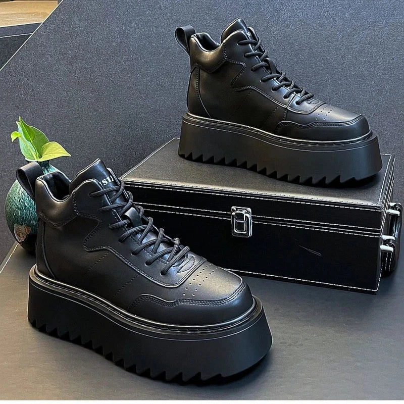 High Top Sneakers – 2025 Men’s Leather Running Shoes, Comfortable & Breathable Design
