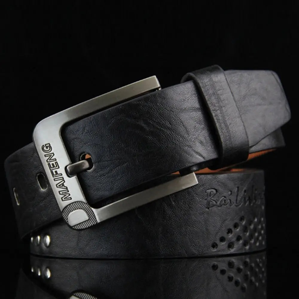 Vintage Leather Men Belt – Luxury Alloy Buckle, High-Quality Business Waistband
