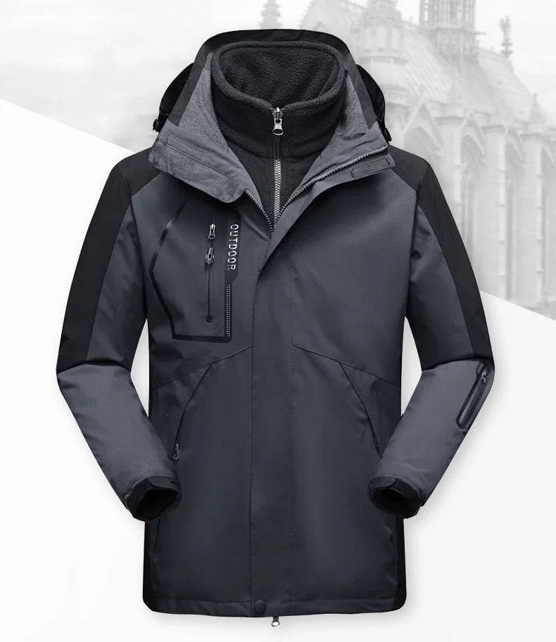 Winter Jacket for Men – 2-in-1 Fleece & Shell, Waterproof, Ideal for Hiking, Camping, Skiing