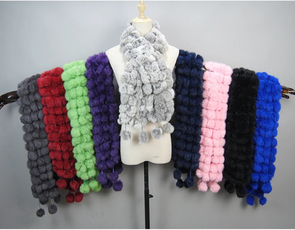 real rabbit fur scarf