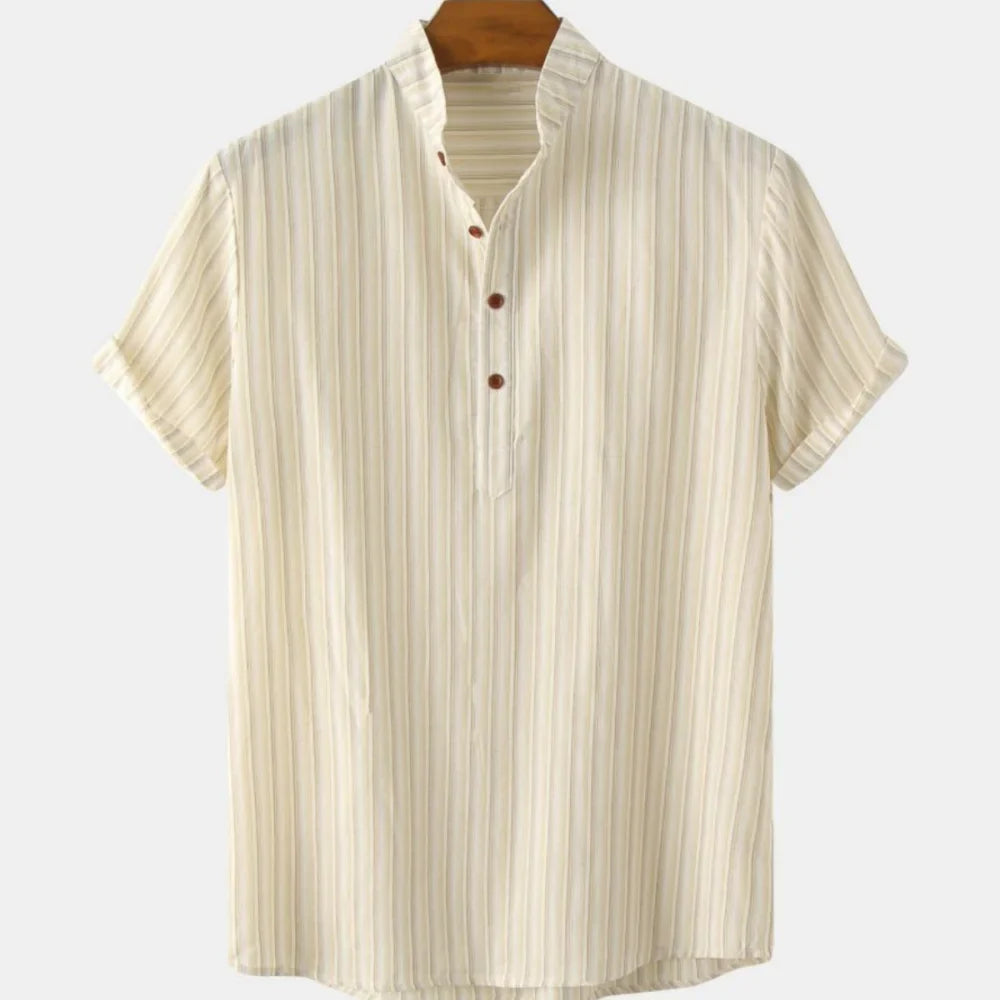 Summer Striped 3D Printed Henley Shirts
