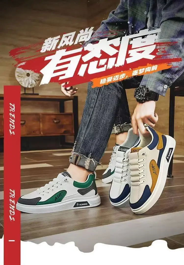 Low Top Sneakers – 2025 Men’s Fashion Leather Shoes, One-Foot Slip-On, Sport & Casual