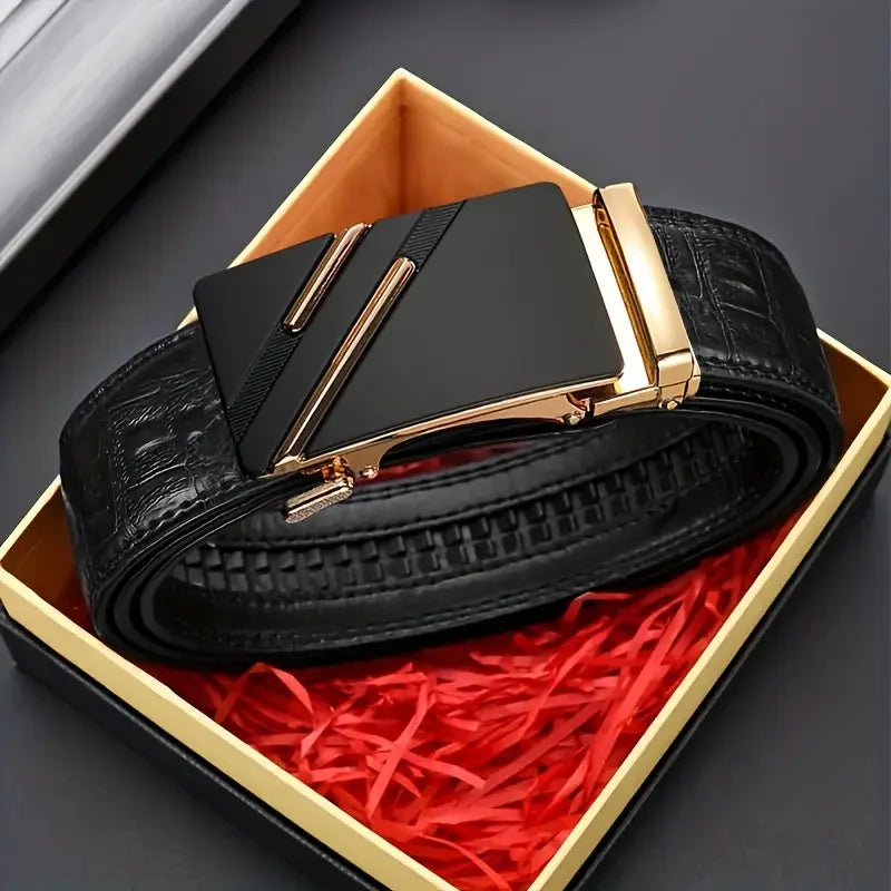 Men Belt – Fashion Leather Waist Belt with Luxury Design & Automatic Buckle