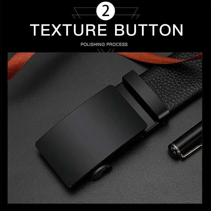 Men Leather Belt – 120cm with Auto Lock Buckle, Durable & Stylish for Business or Work