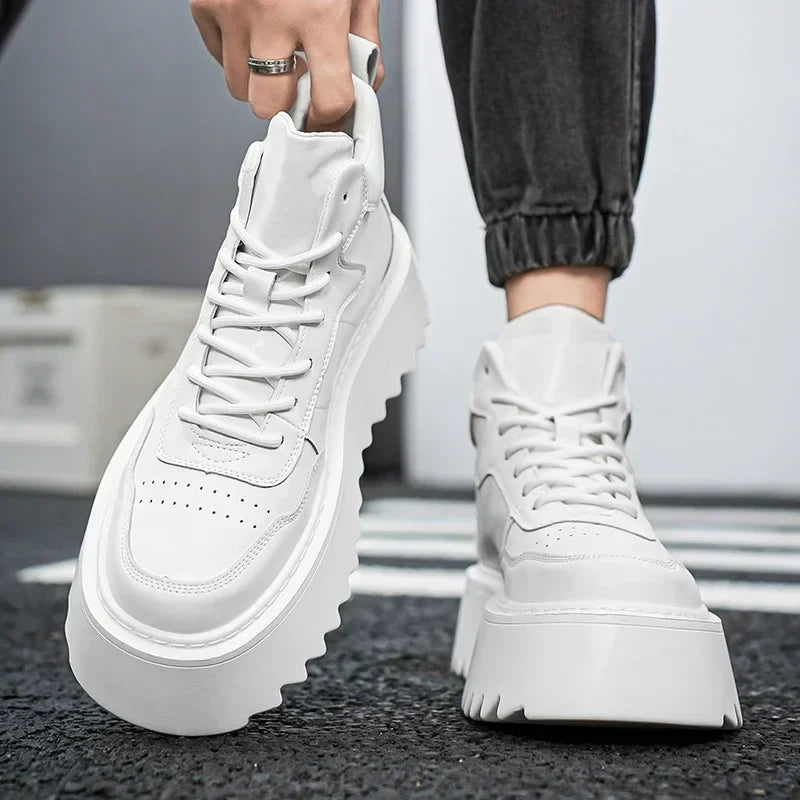 High Top Sneakers – 2025 Men’s Leather Running Shoes, Comfortable & Breathable Design