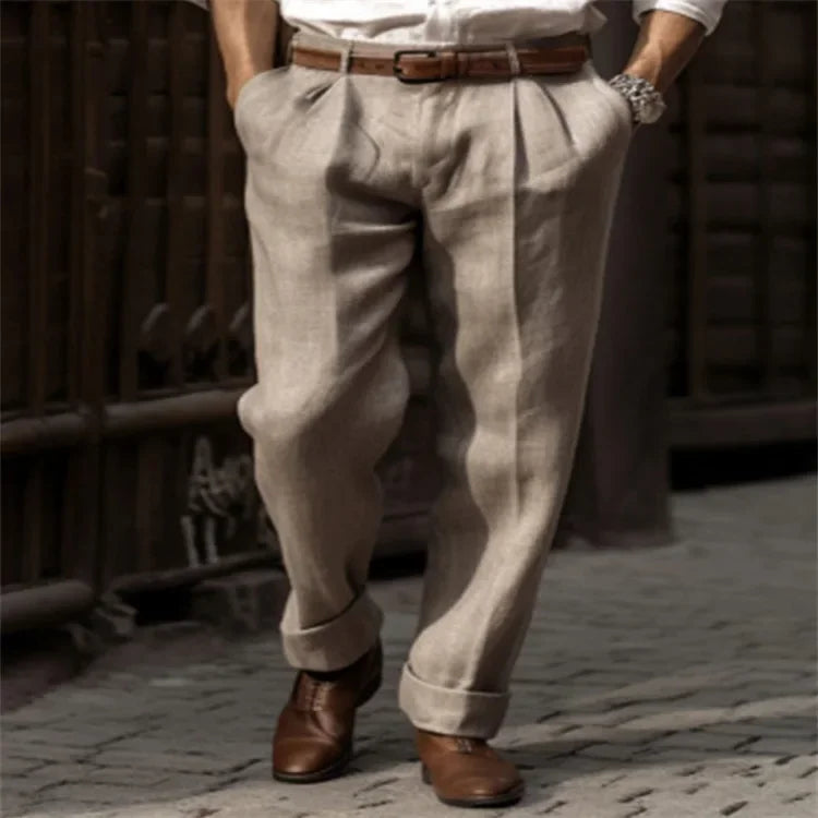 Men Linen Pants – Casual Straight-Leg Style, Lightweight & Breathable for Spring/Summer