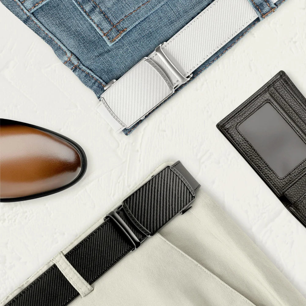 Men Belts Leather Waist Strap Male Automatic Buckle Waistband Mens High Quality Girdle Belts for Women Men Gifts 105 115  125cm