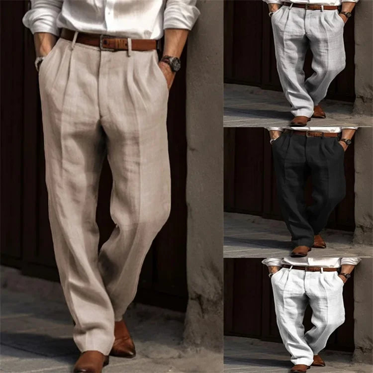 Men Linen Pants – Casual Straight-Leg Style, Lightweight & Breathable for Spring/Summer