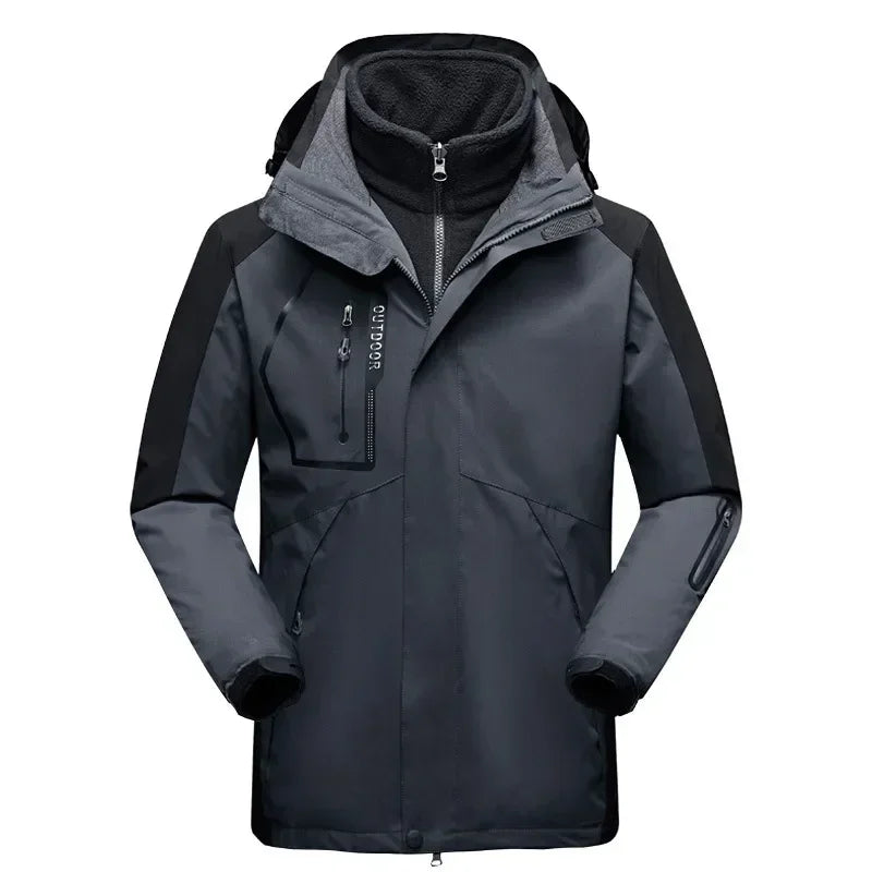Winter Jacket for Men – 2-in-1 Fleece & Shell, Waterproof, Ideal for Hiking, Camping, Skiing