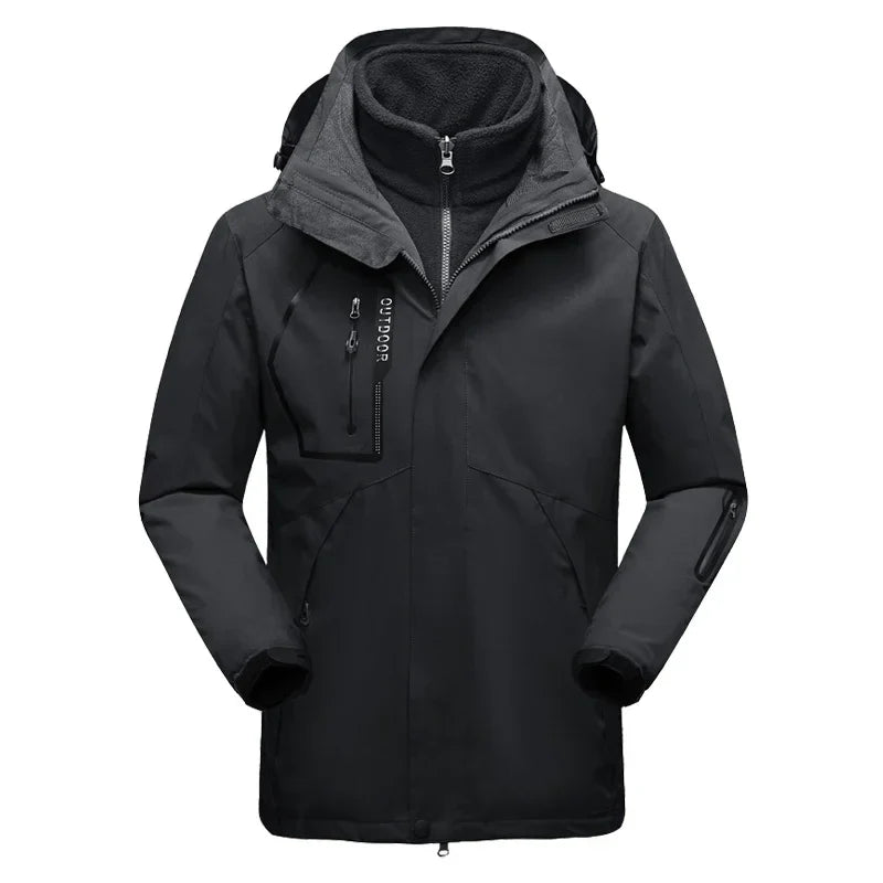 Winter Jacket for Men – 2-in-1 Fleece & Shell, Waterproof, Ideal for Hiking, Camping, Skiing