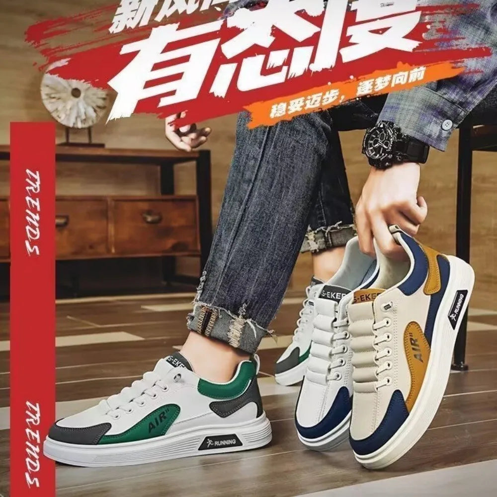 Low Top Sneakers – 2025 Men’s Fashion Leather Shoes, One-Foot Slip-On, Sport & Casual