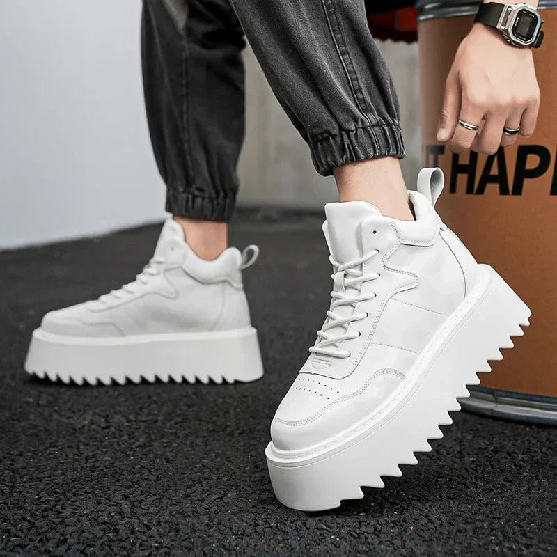 High Top Sneakers – 2025 Men’s Leather Running Shoes, Comfortable & Breathable Design