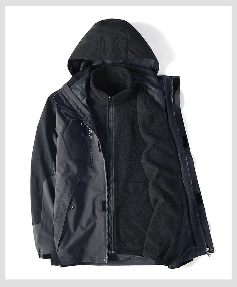 Winter Jacket for Men – 2-in-1 Fleece & Shell, Waterproof, Ideal for Hiking, Camping, Skiing