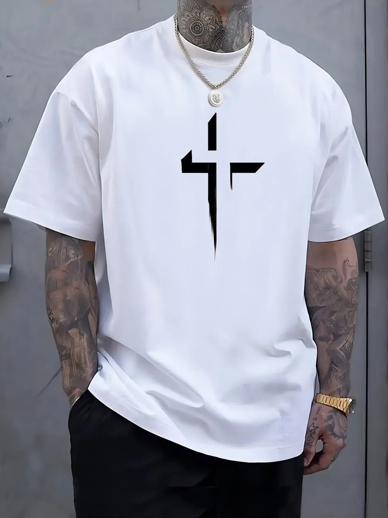 Round Neck Summer men 100% pure cotton casual loose plus size