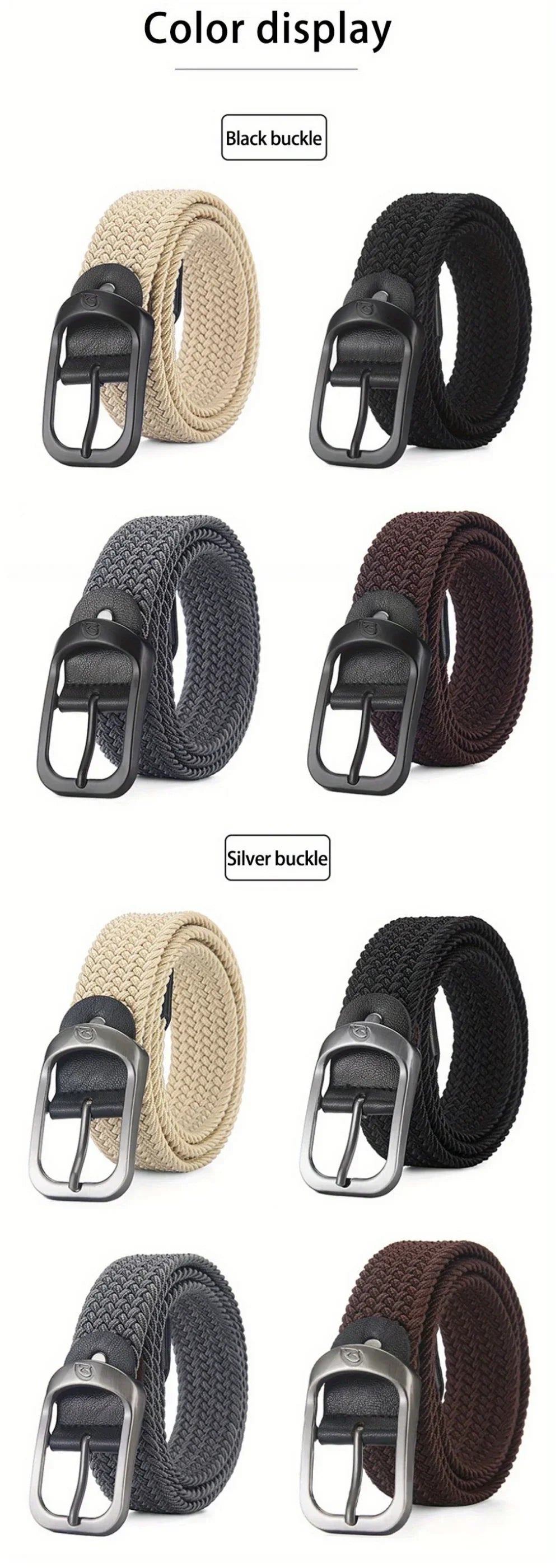 Punch-Free Belt – Elastic Woven Design for Men & Women, Outdoor & Work-Ready, Casual Style