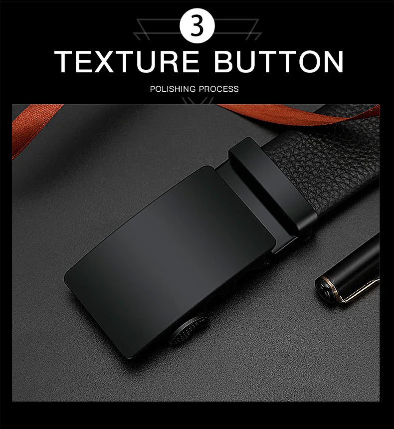 Men Leather Belt – 120cm with Auto Lock Buckle, Durable & Stylish for Business or Work