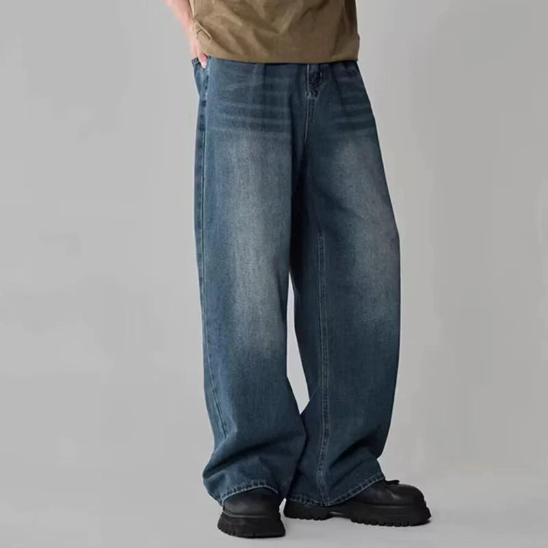 Men Fashion High Waist Wide Leg Jeans