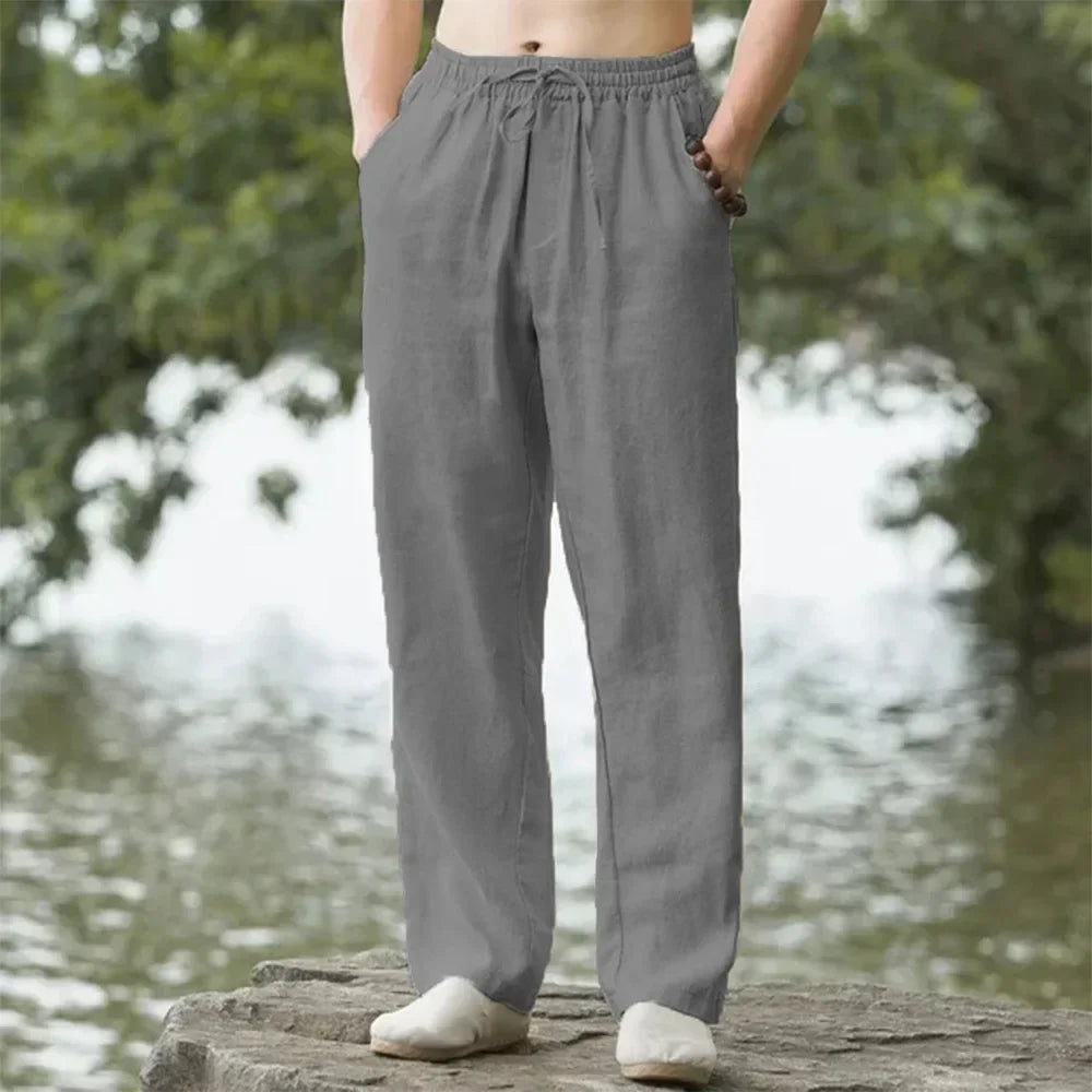 Mens cotton linen trousers