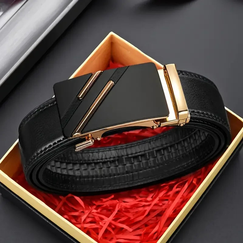 Men Belt – Fashion Leather Waist Belt with Luxury Design & Automatic Buckle
