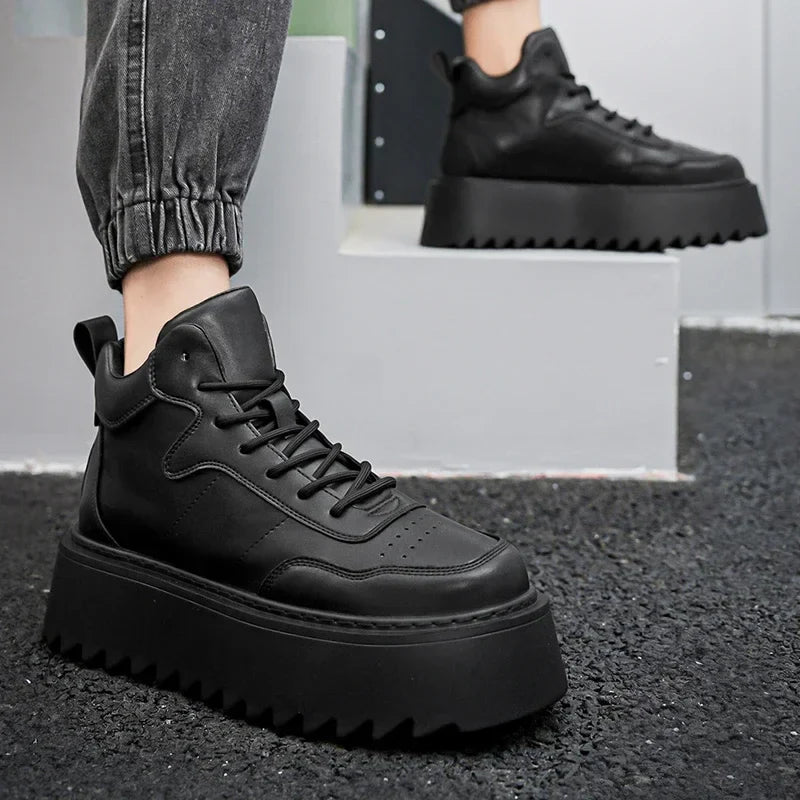 High Top Sneakers – 2025 Men’s Leather Running Shoes, Comfortable & Breathable Design