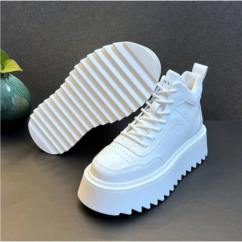 High Top Sneakers – 2025 Men’s Leather Running Shoes, Comfortable & Breathable Design
