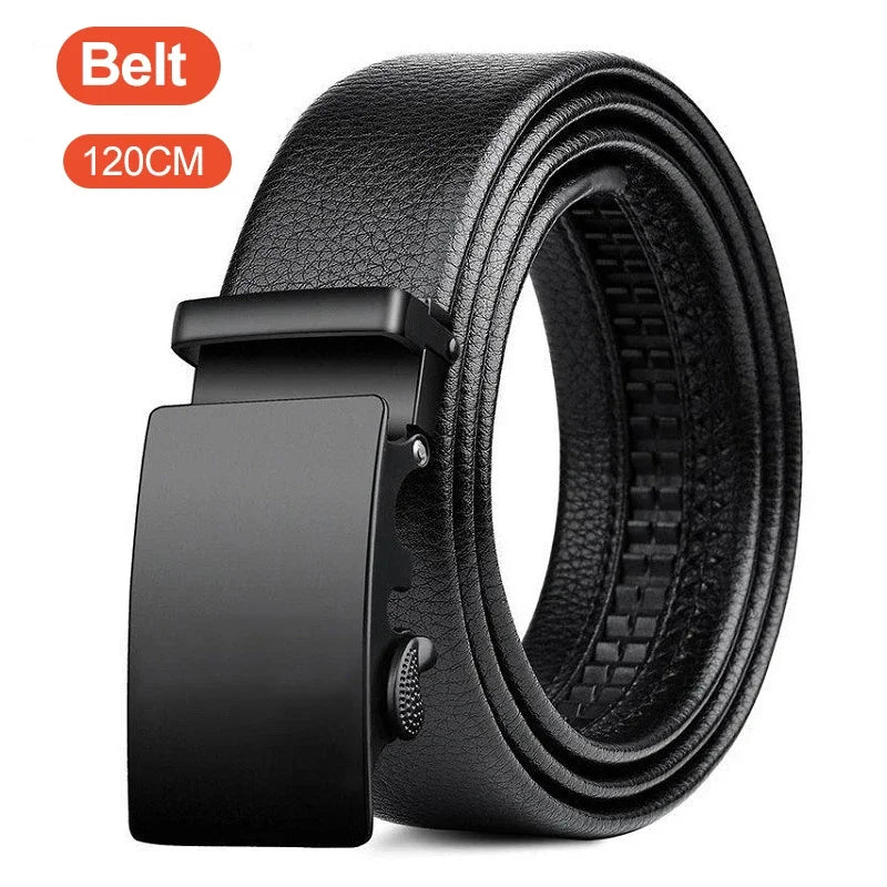 Men Leather Belt – 120cm with Auto Lock Buckle, Durable & Stylish for Business or Work