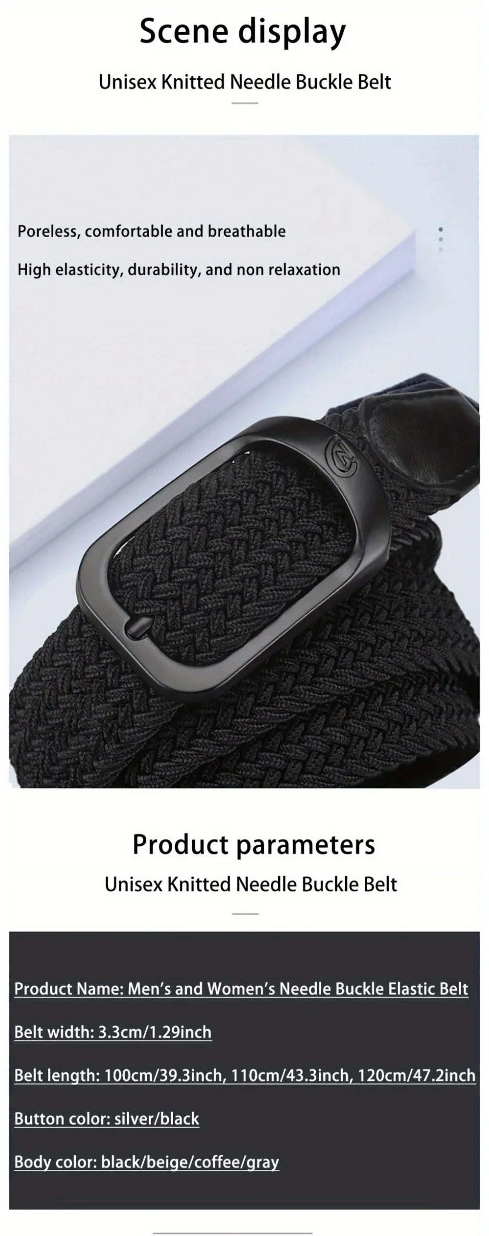 Punch-Free Belt – Elastic Woven Design for Men & Women, Outdoor & Work-Ready, Casual Style