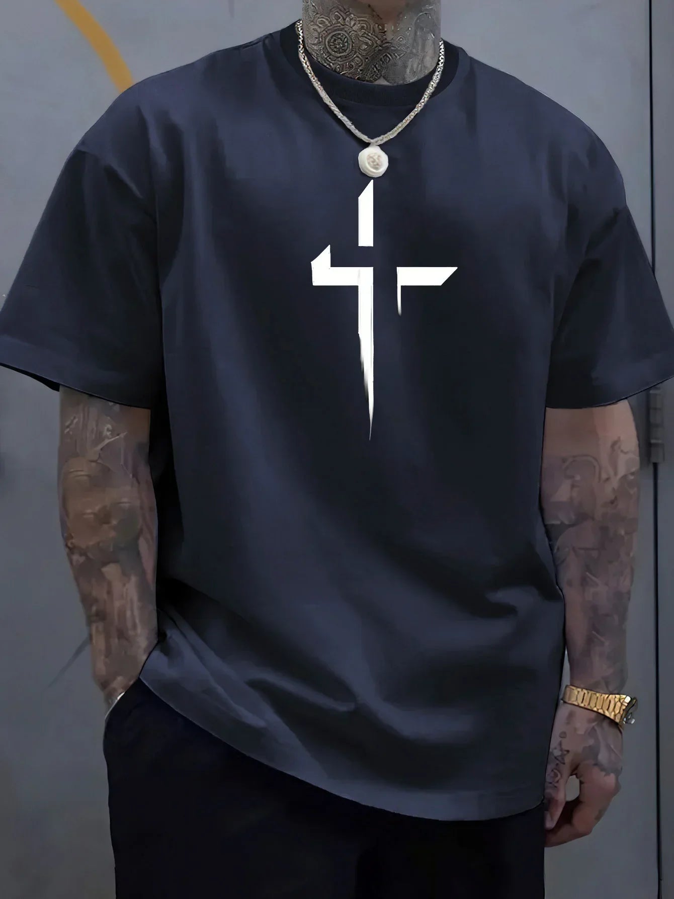 Round Neck Summer men 100% pure cotton casual loose plus size