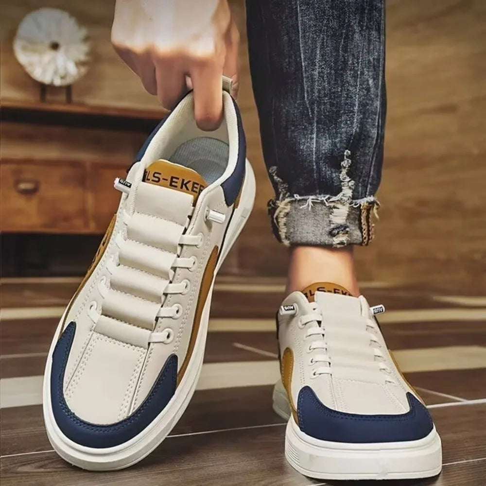 Low Top Sneakers – 2025 Men’s Fashion Leather Shoes, One-Foot Slip-On, Sport & Casual