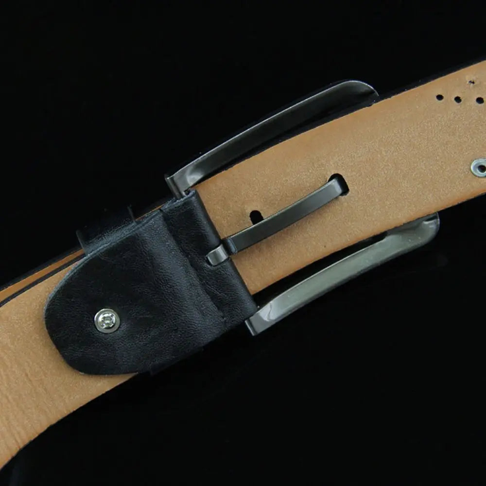 Vintage Leather Men Belt – Luxury Alloy Buckle, High-Quality Business Waistband