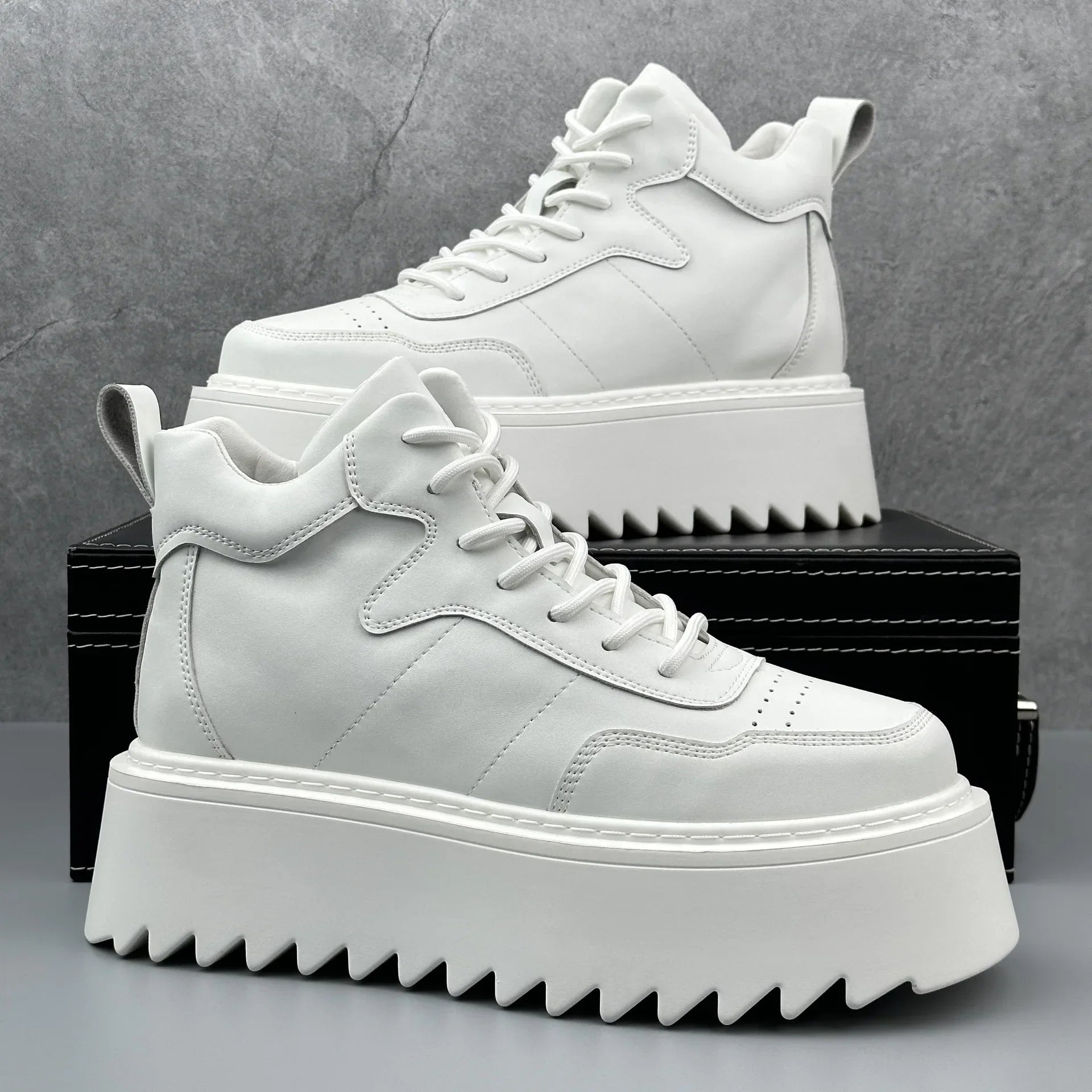 High Top Sneakers – 2025 Men’s Leather Running Shoes, Comfortable & Breathable Design