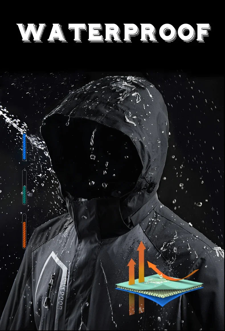 Winter Jacket for Men – 2-in-1 Fleece & Shell, Waterproof, Ideal for Hiking, Camping, Skiing