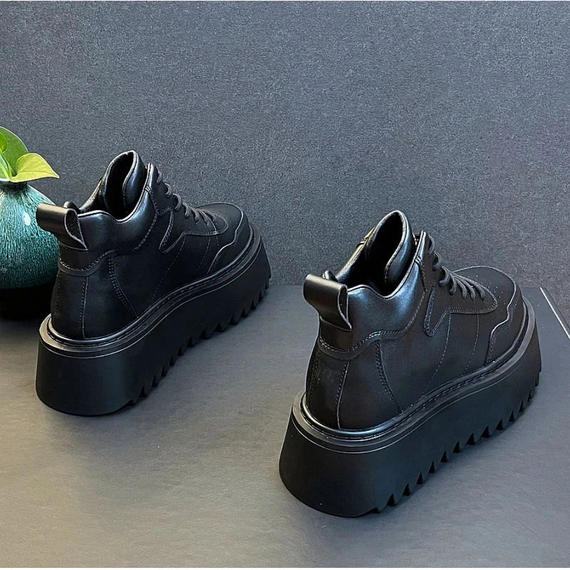 High Top Sneakers – 2025 Men’s Leather Running Shoes, Comfortable & Breathable Design