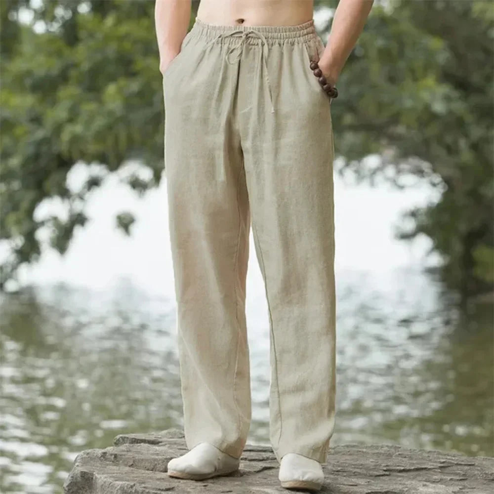 Mens cotton linen trousers