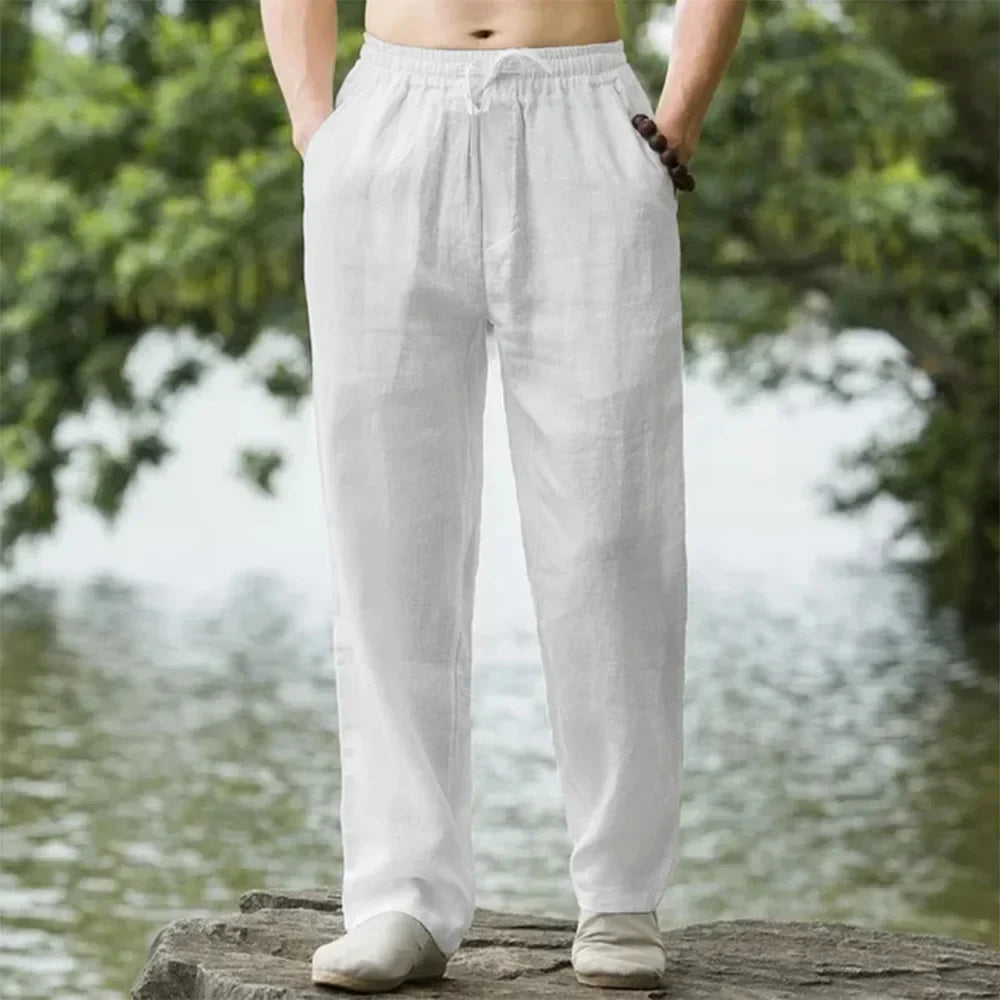 Mens cotton linen trousers