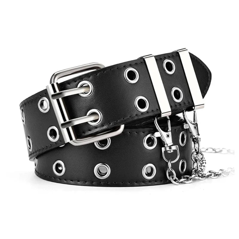 Hip Hop Belt – Double Hole Y2K Punk Belt, Unisex, Punch-Free & Adjustable