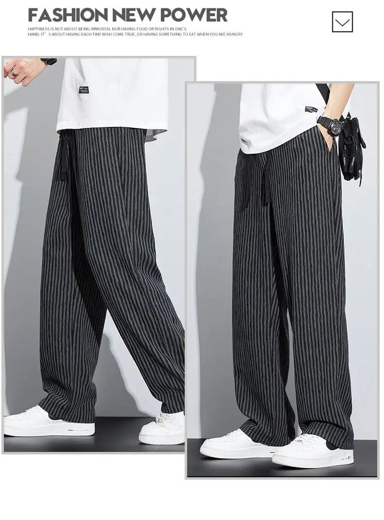 Mens Trousers with a Sense of Featuring a Unique Stripe with Drape