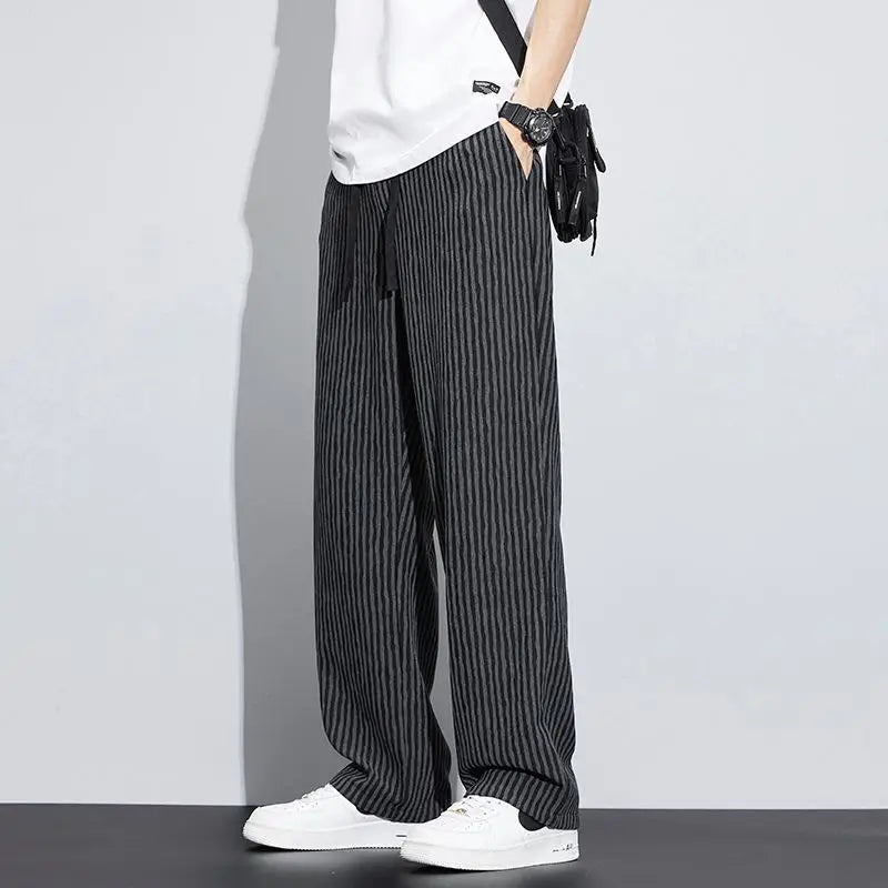 Mens Trousers with a Sense of Featuring a Unique Stripe with Drape