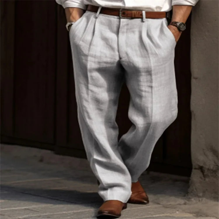 Men Linen Pants – Casual Straight-Leg Style, Lightweight & Breathable for Spring/Summer