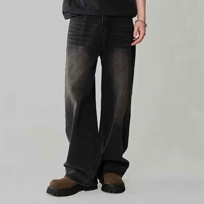 Men Fashion High Waist Wide Leg Jeans