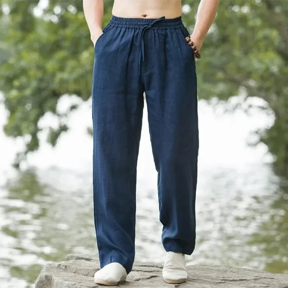 Mens cotton linen trousers