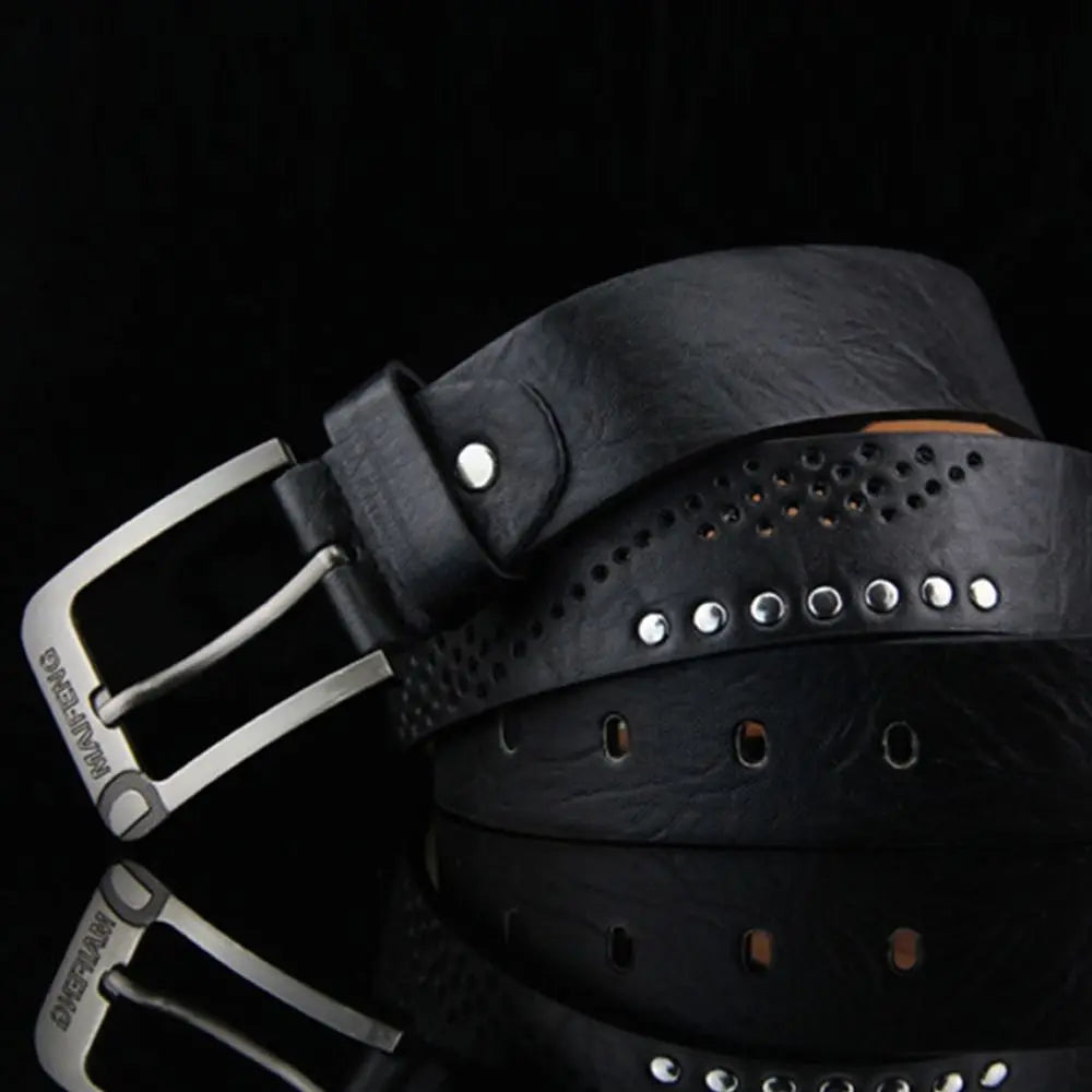 Vintage Leather Men Belt – Luxury Alloy Buckle, High-Quality Business Waistband
