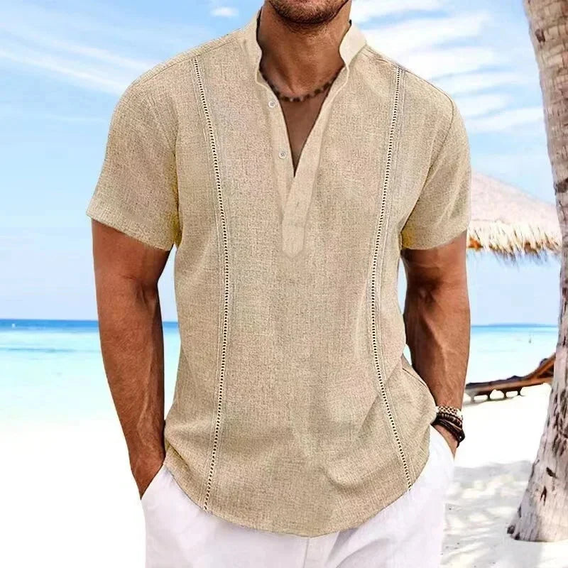 Summer Striped 3D Printed Henley Shirts