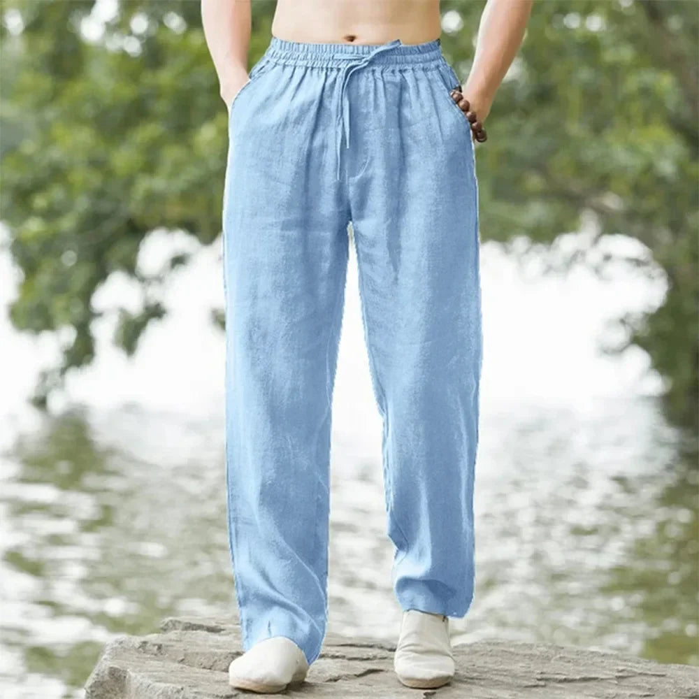Mens cotton linen trousers