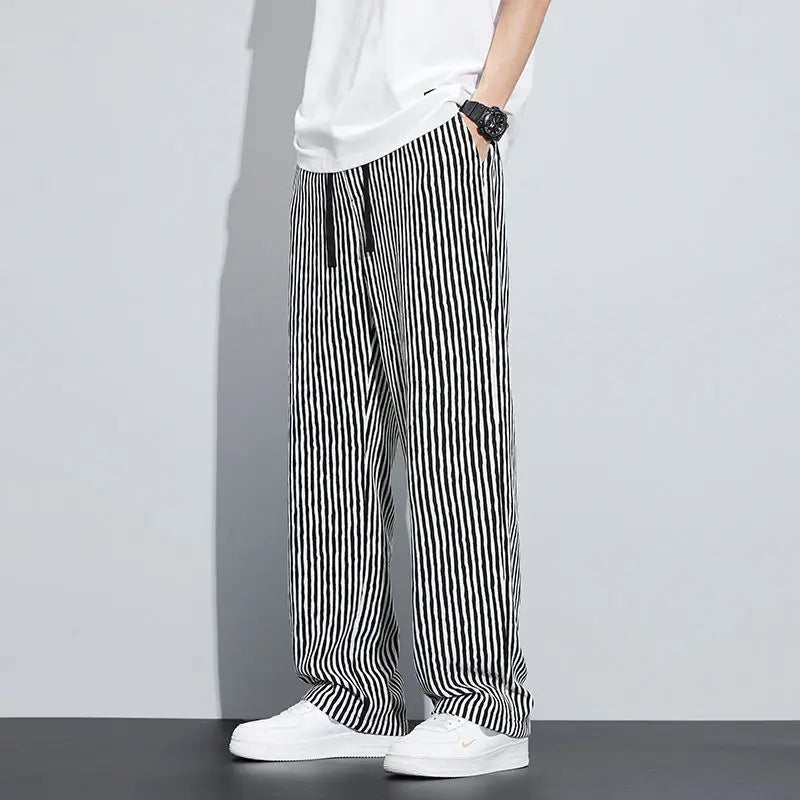 Mens Trousers with a Sense of Featuring a Unique Stripe with Drape