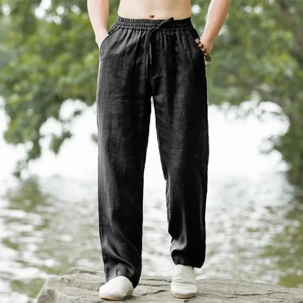 Mens cotton linen trousers