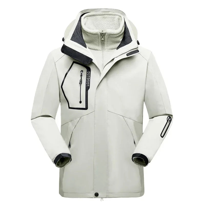 Winter Jacket for Men – 2-in-1 Fleece & Shell, Waterproof, Ideal for Hiking, Camping, Skiing
