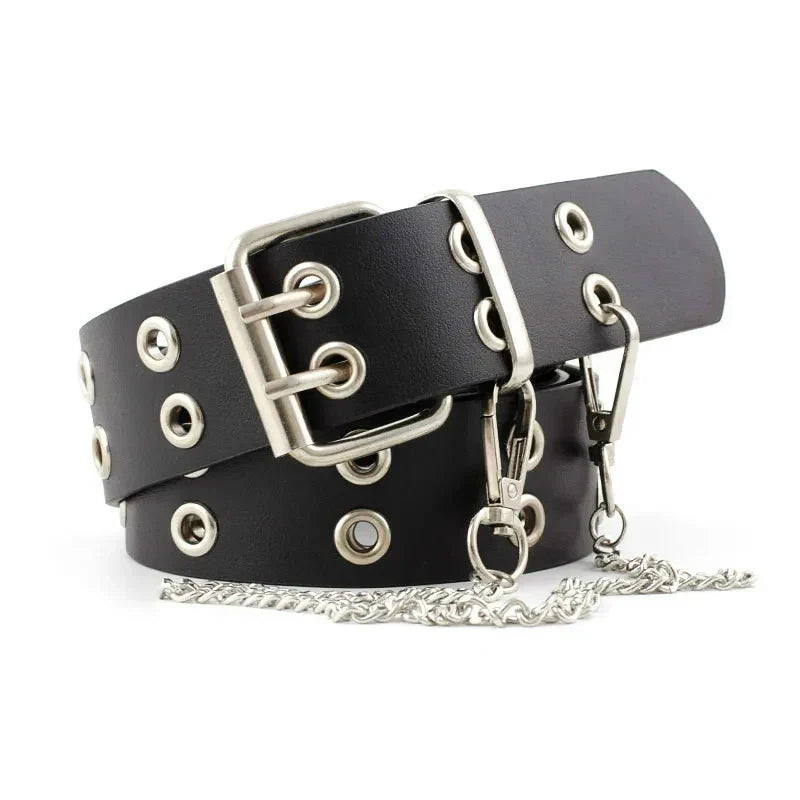 Hip Hop Belt – Double Hole Y2K Punk Belt, Unisex, Punch-Free & Adjustable