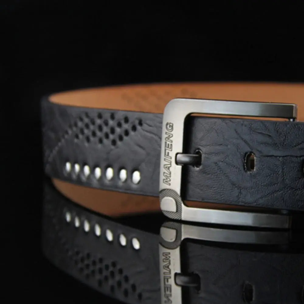 Vintage Leather Men Belt – Luxury Alloy Buckle, High-Quality Business Waistband