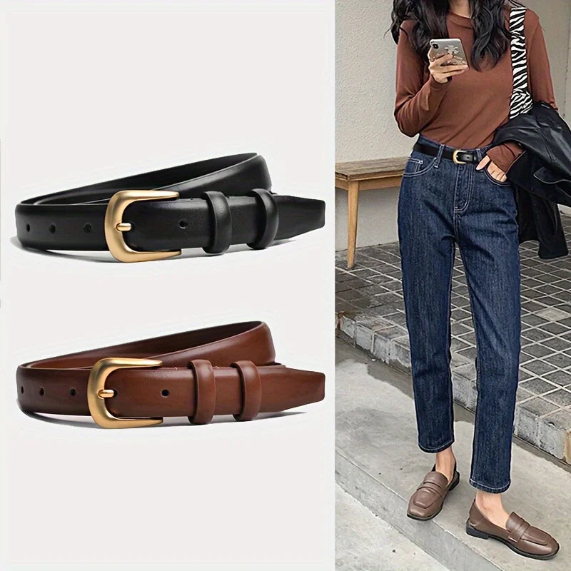 Ladies Fashion Belt – Simple Black Belt for Jeans, Perfect for Daily Use